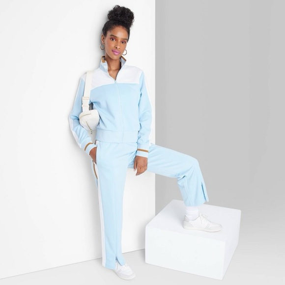 wild fable Pants - Wild Fable Light Blue and White Track Pants